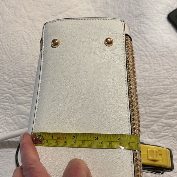 DUNE LONDON woven straw and white  faux leather tote bag - Picture 10 of 16